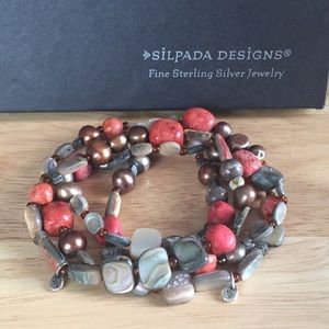 SILPADA Tuscan Sun Coral Stretch Bracelet Set